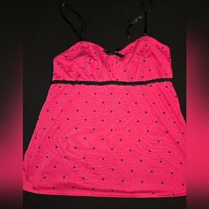 Joe Boxer Pink and Black Dotted Camisole Sleep Wear